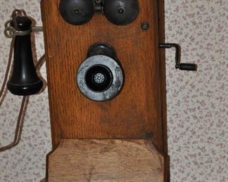 Antique Western Electric Wood hand Crank Wall Mount Telephone