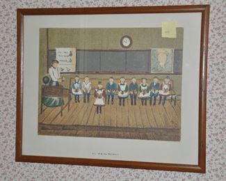 Framed McGuffy Readers, "Teacher with School Children" Print, 21" x 17"