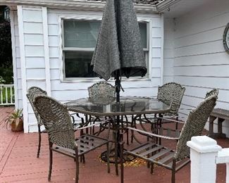 Outdoor Table and Chairs with Umbrella