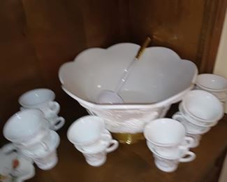 Milk glass punch bowl