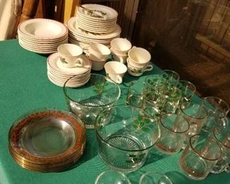 Holiday china and glassware