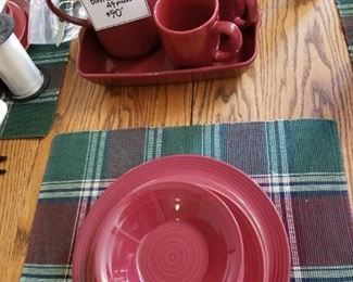 Set of Pier One dishes and coordinating place mats