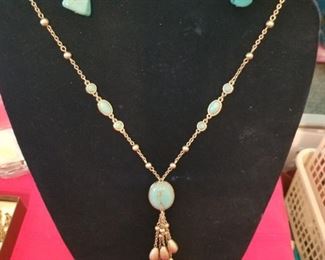 Turquoise necklace and earrings