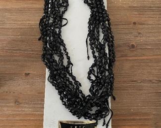 Eric Beamon black crystal and suede necklace 