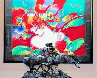 Original Oil, Peter Max.  Remington Bronze (after)