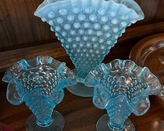 Fenton Blue Hobnail Assorted Glass