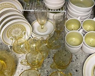 Yellow Depression Glass, Hacienda Green by FRANCISCAN