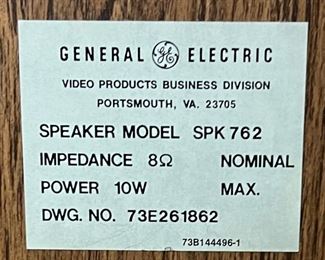 GE Speakers Model SPK 762