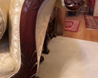 Empire Revival Mahogany Settee Rolled ARms