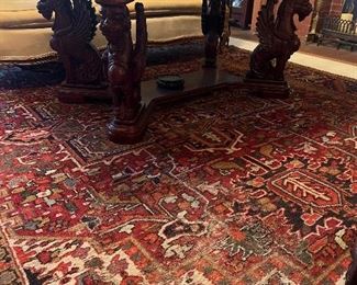 Empire mahogany and marble top table with Griffin Supports