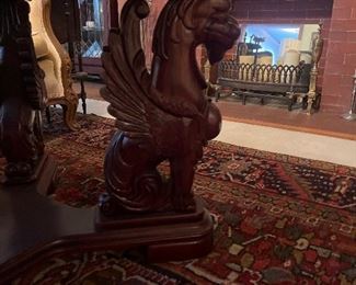 Marble top Mahogany Table Griffin Support legs