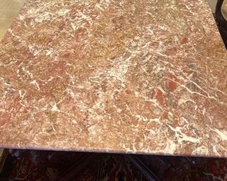 Marble top Mahogany Table with Griffin Table Supports