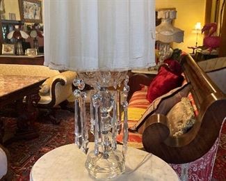 One of a Pair of Heavy Crystal Drop Lamps