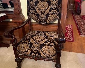 Jacobean Style Upholstered Arm Chair