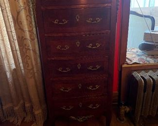 One of a Pair of Semainier Lingerie Chest 54" high, width 22", depth 15".