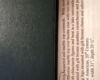 Louis XV style lacquered and marble top commode Height 32 1/2" width 31" depth 20 1/2"