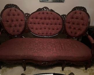 Victorian Rosewood Triple chair back settee. 