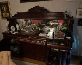 Sideboard silverware drawers & Contents