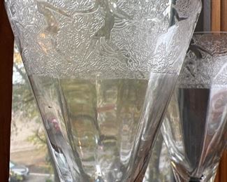 Art Nouveau Stemware with Nude Etching