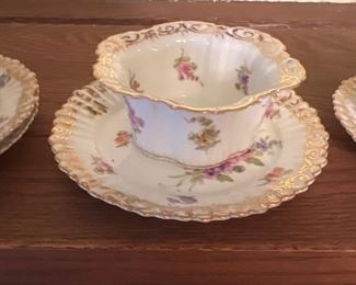 Darling Dresden Custard Cups with Matching Saucers