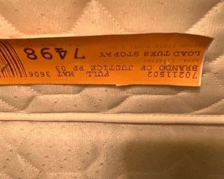 Full Size Bed Label