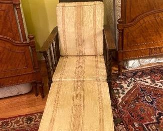 Arts & Crafts Reclining Oak Chair with Cushions