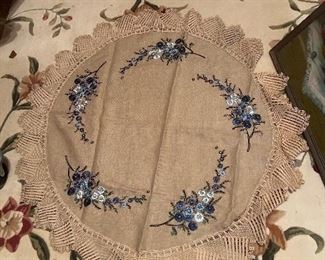 Hand Embroidered Circular Tablecloth
