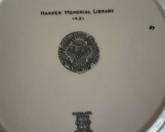 Harper Memorial Library Spode University of Chicago Plate 
