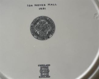 Ida Noves Hall University of Chicago 1931 Spode Plate 