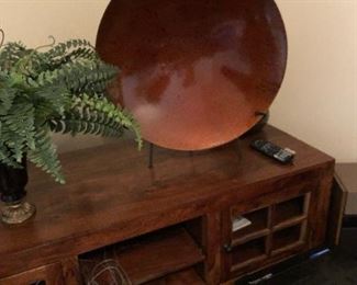 Hardwood Entertainment Console and Decor