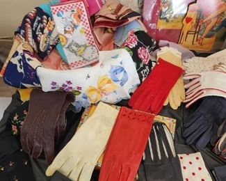 Large Collection of Vintage Leather and Embroidered Gloves
