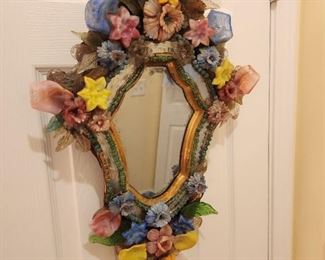 Stunning Hand Blown Floral Glass Mirror