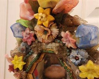 Stunning Hand Blown Floral Glass Mirror