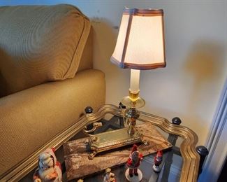 Glass Top Tray Table and  Precious Brass Lamp