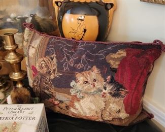 Purrfect for Cat Collectors!! Needlepoint Pillow
