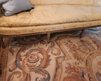 Vintage Elegant French Louis XVI Style Sofa with Hand Carved Frame and  Down Filled Cushion