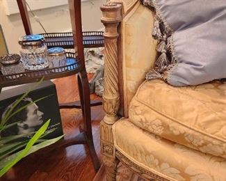 Vintage Elegant French Louis XVI Style Sofa with Hand Carved Frame and  Down Filled Cushion