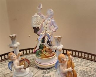 Lovely Vintage Porcelain Figurines and Candleholders