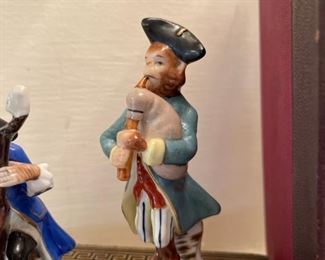 19c German Porcelain Monkey Figurine Statue Musical Instrument Bagpipe