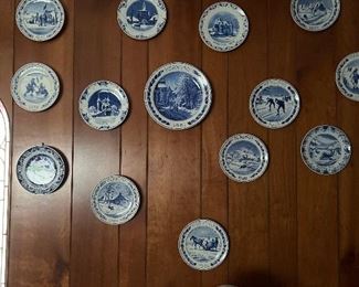 Delft Handpainted Christmas Plates throughout the house!