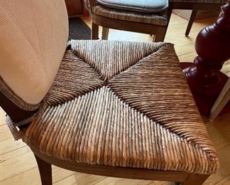 WOVEN CAIN SEATS ON CHAIRS - 5 CHAIRS WITH ROUND PEDESTAL TABLE! BEAUTIFUL 