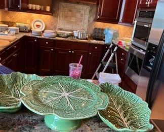Cabbage leaf dishes, plates, platter, cake plate