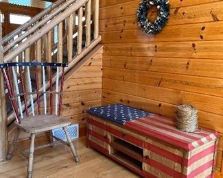 American Flag painted tv cabinet stand 