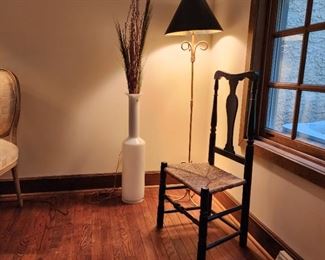 lamp - 59in; vase - 59in; chair - 39x17x14