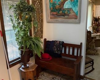 Wood Bench & plant Stand