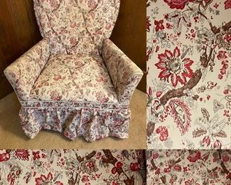 Vintage 50’s Floral Vinyl Slipper Chair Heart Back