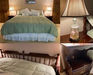 Virgina Galleries Furniture by Henkel-Harris solid Wild Black Cherry Headboard with Matching pair of Nightstands 