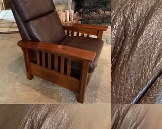 Lane Brand Leather Recliner/BarcaLounger  Mission Style