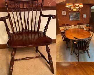 Vintage Pennsylvania House Set of 6 Windsor Fiddleback Chairs with matching Oval Dinning Table