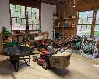 Toro GTS 6.5 HP Recycler Mower
Husqvarna 625EX 6.25 Mower
2- Ames and Reel Easy Hose Reels
Metal Craftsman Wheelbarrow 